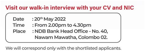 Ndb Interview Details Ceylon Vacancy