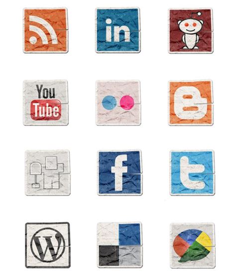 120 Vintage Social Media Icons Set