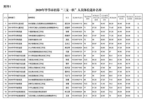 2020年毕节市招募“三支一扶”人员体检递补等有关事宜公告考生