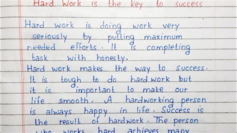 Write An Essay On Hard Work Is The Key To Success Essay Writing