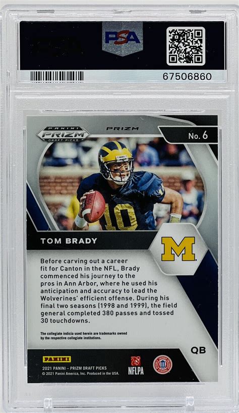 Tom Brady 2021 Prizm Draft Picks Silver Prizm PSA Gem Mint 10 6