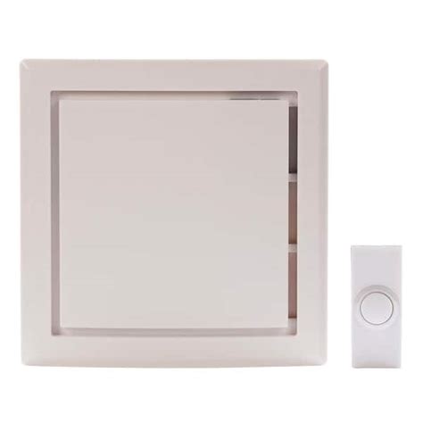 Hampton Bay Wireless Battery Operated Doorbell Kit With Wireless Push Button White Hb 7733 03