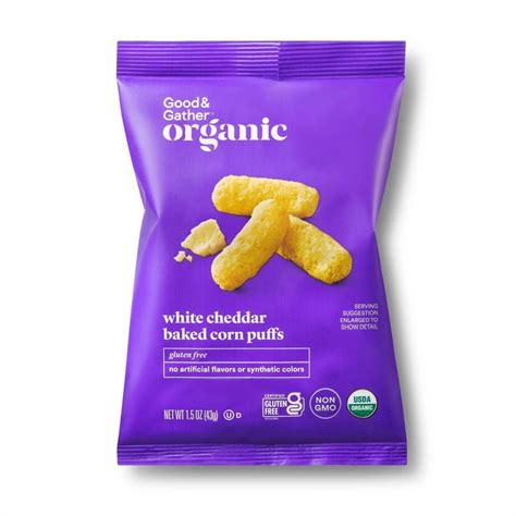 Organic White Cheddar Baked Puffs Oz Good Gather Baked Corn