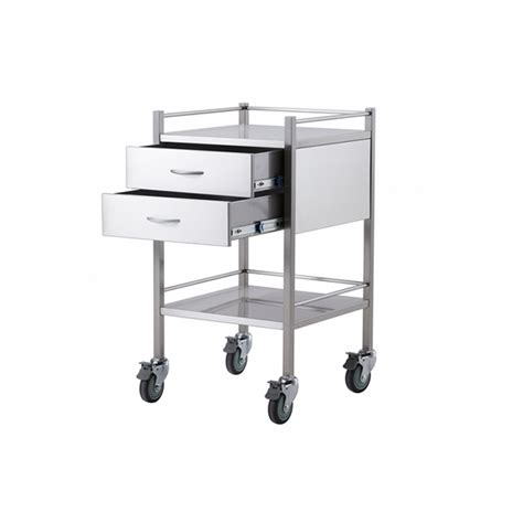 Pacific Medical Stainless Steel Trolley Two Drawer Tobe Healthcare