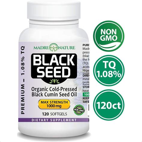 Organic Black Seed Oil 1000mg 120 Softgel Capsules Non Gmo Premium Cold Pressed Nigella