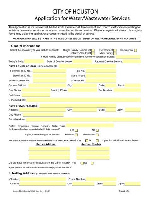 City Of Houston Water Meter Application 2015 2025 Form Fill Out And