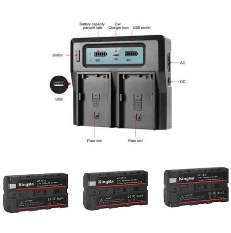 KINGMA 3 Pcs NP F550 NP 570 L Series Info Lithium Batteries With Dual