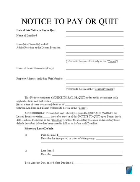 Free Three 3 Day Eviction Notice To Pay Or Quit PDF Form