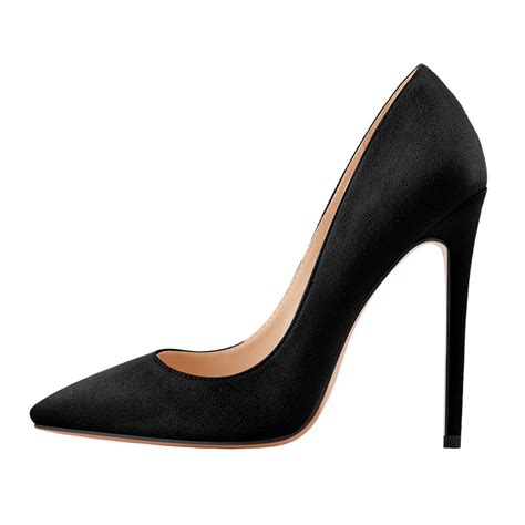 8cm 10cm 12cm Black Suede Pointed Toe Slip On High Heel Pumps Onlymaker