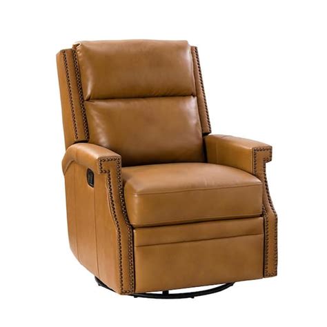 Jayden Creation Dryope Camel Genuine Leather Nursery Swivel Rocker