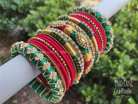 Indian Silk Thread Bangle Set Bangles For Both Hands Etsy