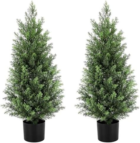 Amazon DUZYXI 2 Pack 3Ft 37 Artificial Cedar Topiary Trees