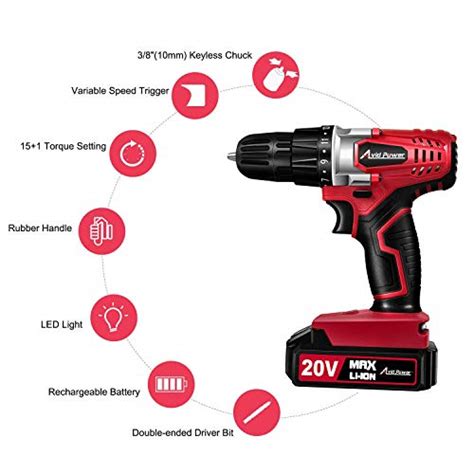 Avid Power 20V MAX Lithium Ion Cordless Drill Power Drill Set