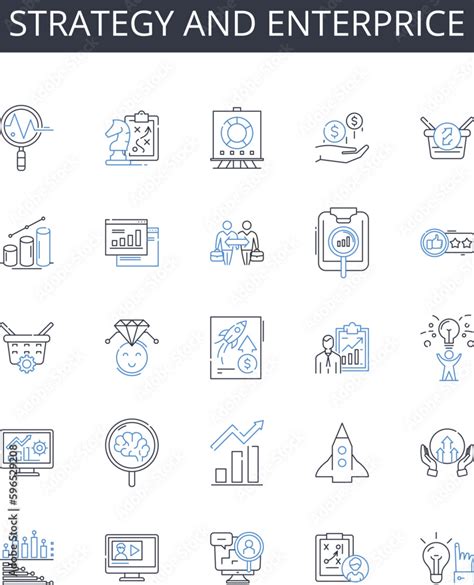 Vecteur Stock Strategy And Enterprice Line Icons Collection Tactic