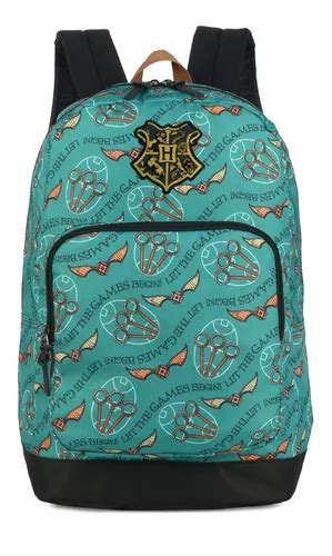 Mochila Escolar Harry Potter Hogwarts Bruxo Warner Bros Cor Verde