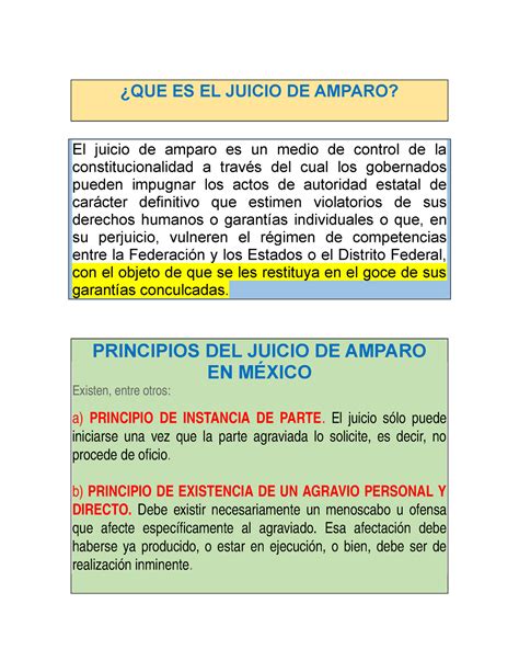 Principios Del Juicio De Amparo En M Xico Derecho Procesal