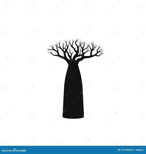 Baobab Tree Silhouette Simple Flat Vector Illustration Cartoondealer