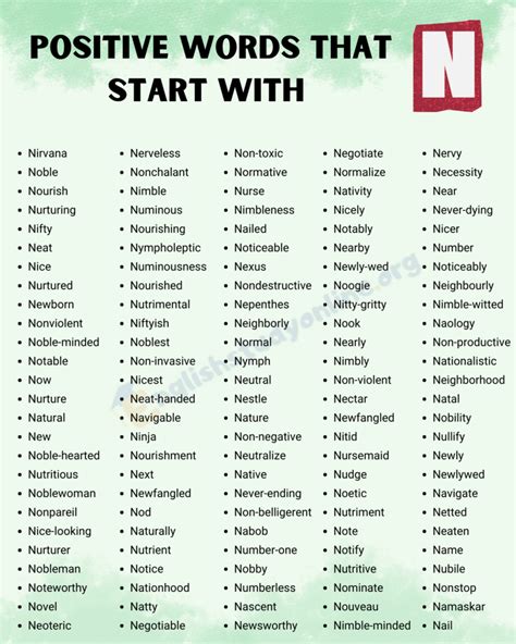 Positive Words That Start With N In English English Study Online