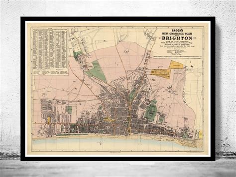 Old Map of Brighton 1890 England Vintage Map Wall Map Print | Brighton ...