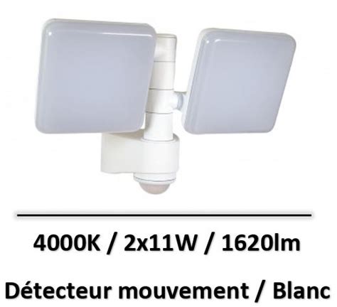 Tibelec Projecteur LED blanc IP54 avec détecteur IFR 2x11W L 330 X