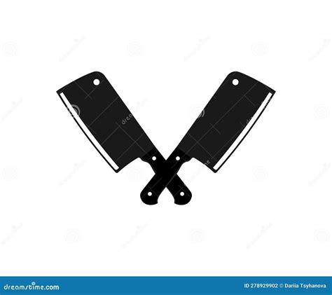 Butcher Crossed Knives Logo Design Silhouette Symbol For Meat Industry