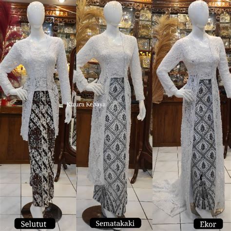 Jual Kebaya Atasan Akad Kutubaru Brokat Putih Full Payet Ekor