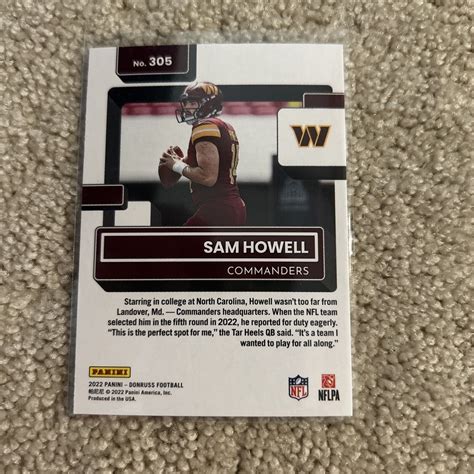 Panini Donruss Nfl Sam Howell Rated Rookie Rc Washington