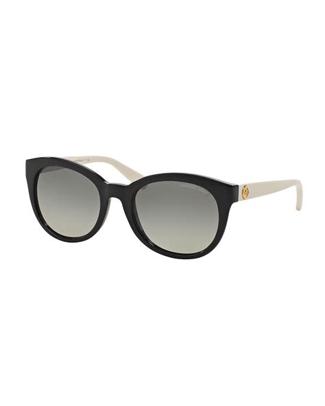 Michael Kors Rounded Cat Eye Colorblock Sunglasses In Black Lyst