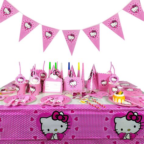 Baby Hello Kitty Theme Party Decoration Supplies Kids Happy Birthday ...