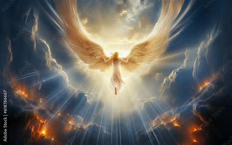 angel, Angel ascending from the celestial realm, Archangel, divine ...