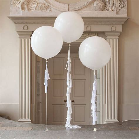 Innocence Tassel Tail Balloon Trio Giant Balloons Wedding Balloons Pastel Balloons