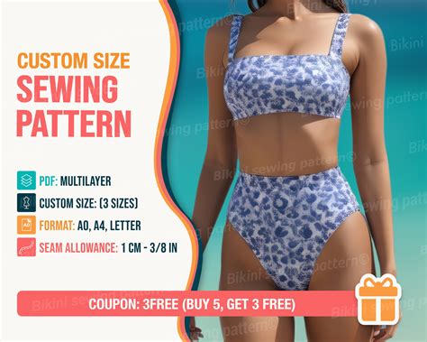 Bikini Set Pattern PDF Swimsuit Pattern PDF Custom Size Sizes Xxs Xxl Bikini Pattern Sewing