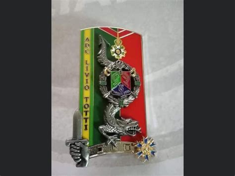 A Badge With An Eagle And Two Swords On It