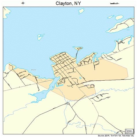 Clayton New York Street Map 3616089