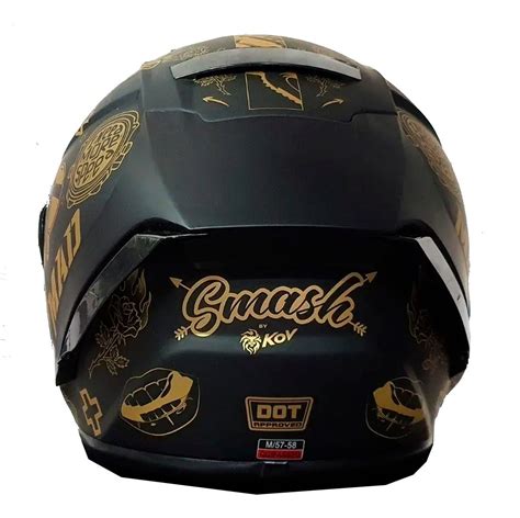 Casco Para Moto Kov Aircut Smash Oro Negro Mica Humo Motocity Store