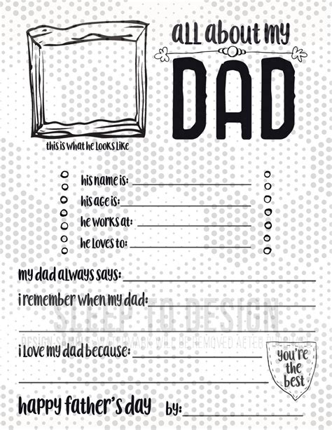 Printable Fathers Day T Fill In The Blank Create Etsy