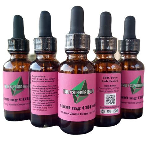 Tincture 5000mg Iso Cherry Vanilla Flavor Truly Superior Health Cbd