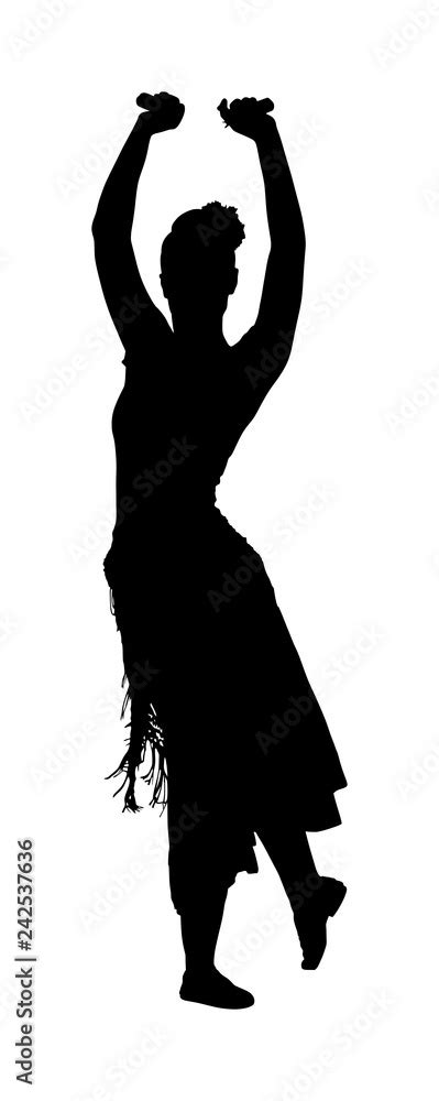 Attractive Spanish Girl Flamenco Dancer Vector Silhouette Hispanic