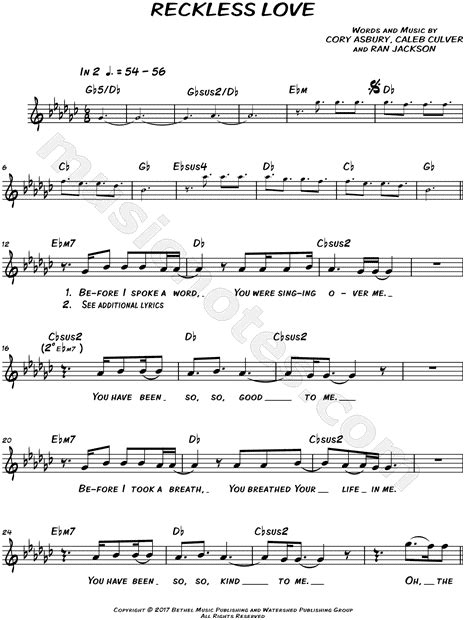 Cory Asbury Reckless Love Sheet Music Leadsheet In Eb Minor