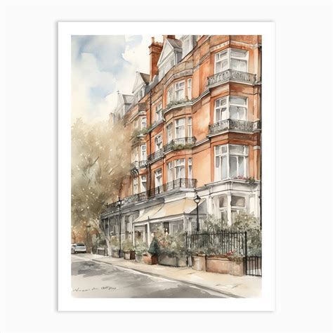 Kensington London Neighborhood Watercolour 3 Art Print By Cityscape