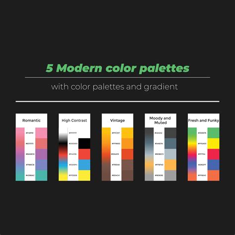 5 modern color palettes with color and gradient 22392739 Vector Art at ...