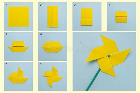 Easy Origami Paper Craft For Kids Windmill Stock Image Image Of