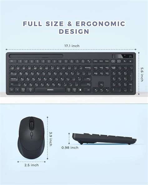 Keyboard and Mouse Wireless Vivefox Wireless Keyboard with Phone Holder USB A & Type C Receiver ...