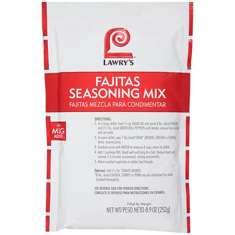 Lawry's Fajitas Seasoning Mix, 8.9 OZ - Walmart.com - Walmart.com