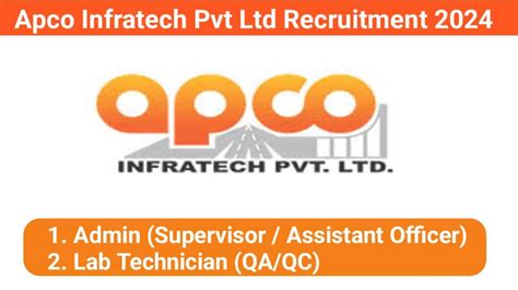 Apco Infratech Pvt Ltd Recruitment For Lab Technicians Admin