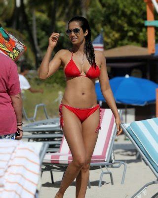 Padma Lakshmi Showing Sideboob Ass And Pokies In A Tiny Red Bikini At