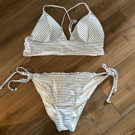 H M Swim Hm Blue And White Striped Bikini Poshmark