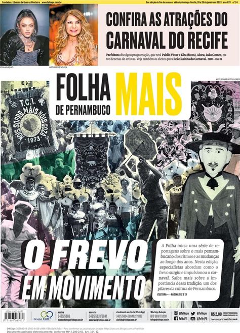 Capa Folha De Pernambuco Segunda De Dezembro De