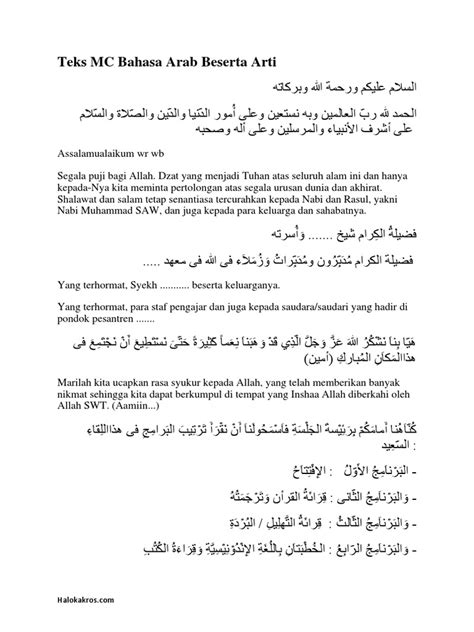 Teks Mc Bahasa Arab Beserta Arti Pdf