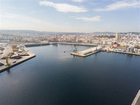 La Coruna Aerial View In Harbor Area Galiciaspain Stock Photo